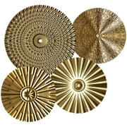 4-Piece Modern Metal Wall Art Set with Irregular Disc Design, Decorative Home and Office Wall Hanging