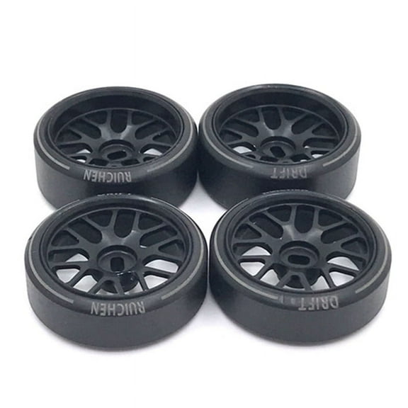 4Pcs Metal Wheel Rim Hard Plastic Drift Tire Tyres for 284131 K969 K989 P929 Mini-Z 1/28 RC Car Upgrades Parts,2