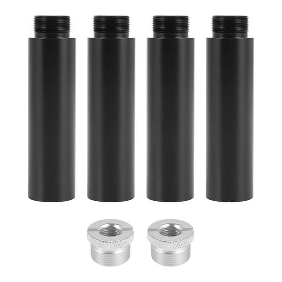 4Pcs Mic Stand Extension Tube, 5/8Inch Female to 5/8Inch Male Microphone Extension Rod for Desk Stands & Arm Stand,2 x adapter 4 x rods 5/8inch male thread 5/8inch female thread,black & silver