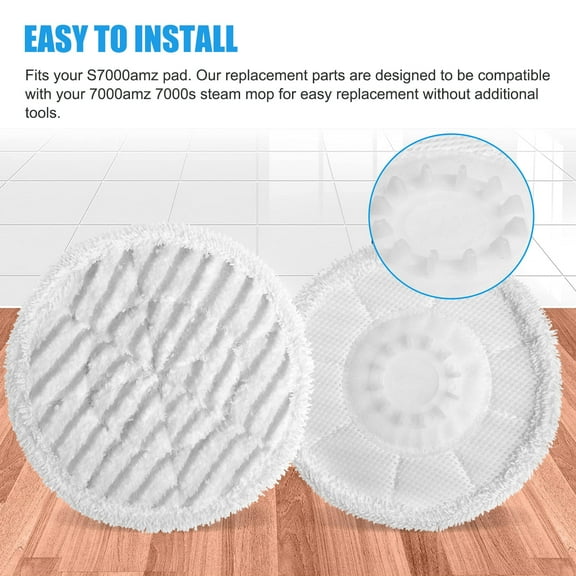 4Pcs Microfiber Pads for Shark Steam Mop, Washable and Reusable Replacement Mop Pads, Accessories Compatible Shark S7000AMZ S7000 S7001 S7001TGT, Scrub & Steam All in One, White