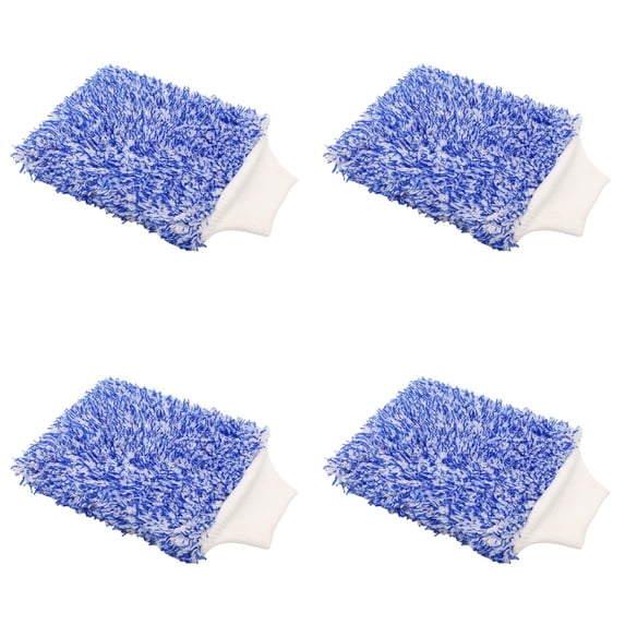 4Pcs Microfiber Wash Mitt,Ultra-Soft Washing Glove for Car, Scratch-Free Cleaning for Cars, Trucks, Suvs & Motorcycles(Sky Blue*4)