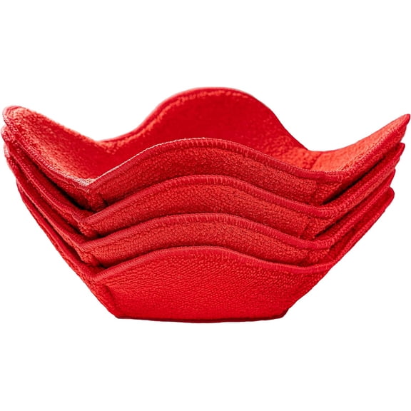 4Pcs Microwave Bowl Cozy Huggers – Durable and Reliable – for Hot and Cold Bowls, Plates and Dishes Bowl Holder for Microwave – Bowl Cozies Ideal Household Gift by Store (Christmas Red)