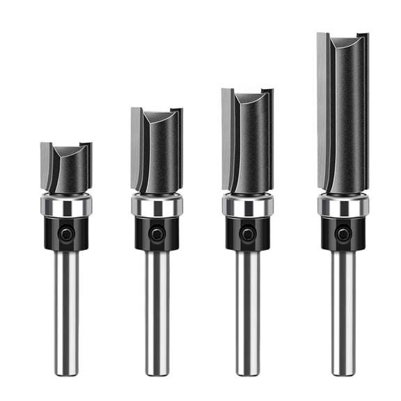 4Pcs Milling Cutter 1/4inch Handle Milling Cutter Copy Trimming Cutter Shank Top Bearing Flush Trim Pattern Accessories