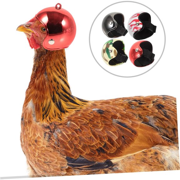 4Pcs Mini Adjustable Chicken Helmets Pet Bird Headwear Protective Safety Hats Dollhouse Helmet Accessories (Random Color)