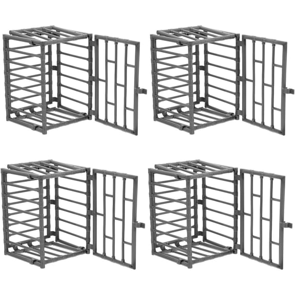 4Pcs Mini Cage Model, Miniature Animal Cage Model House for Dollhouse DIY Craft, Ornament Tool for Kids Toy Accessories, Fairy Garden Fence Decor - 4.2x3.2x6.1 Inch