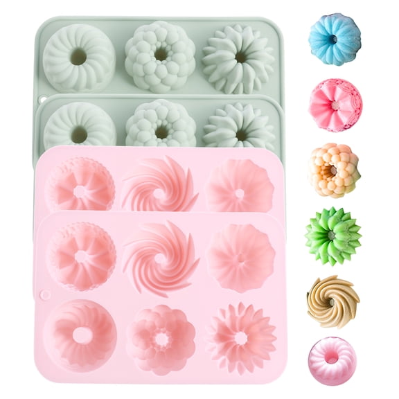 4Pcs Mini Cake Pan Silicone Cake Molds Heat Resistant Silicone Baking Mold Non Stick Cupcake Mold 6 Cavity Baking Pan Reusable Baking Tray Practical Baking Cake Mold for Cupcakes