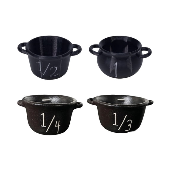 4Pcs Mini Cauldron Measuring Cups Dual Handle Measuring Cups With Clear Fraction Markings For Baking Cooking(Black-15Cm)