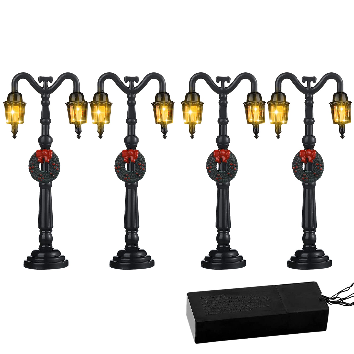 4Pcs Mini Christmas Lamp Post Village Fairy Lamp Train Lantern Miniature Street Lamp for Village