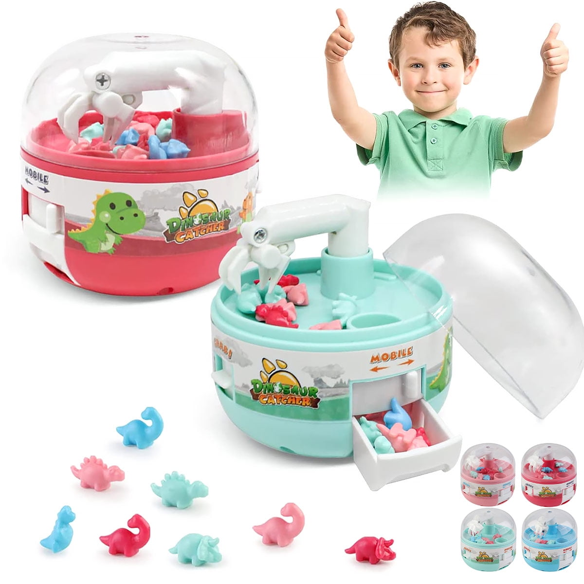 4Pcs Mini Claw Machine Miniature Cute Dinosaur Grabber Machine Toy