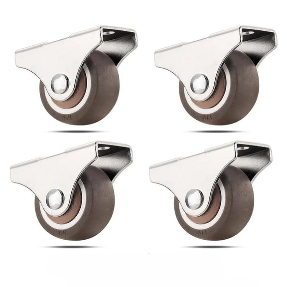 4Pcs Mini Fixed Caster Wheels Low Profile 1'' Silent Ball Bearing Furniture Casters Set Bed Drawer ,Easy to Install