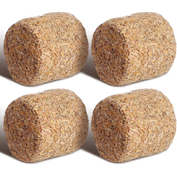 4Pcs Mini Haystack Rustic Small Hay Bales for Fairy Garden Miniatures Table Decorations and Farm Model Scene Layout Props