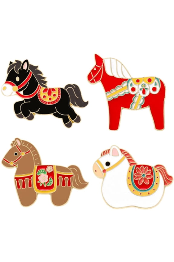 4Pcs Mini Horse Brooches For Women Unisex Animal Badge Pins Horse Animal Brooch Lapel Pin for Women Hat Bag Suit Dress Jewelry Accessories