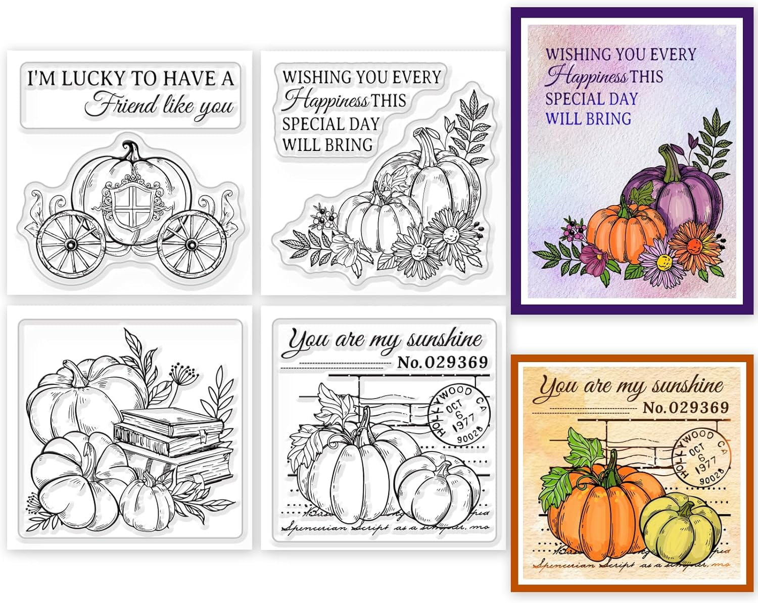 4Pcs Mini Pumpkin Corner Background Clear Stamps for DIY Scrapbooking ...