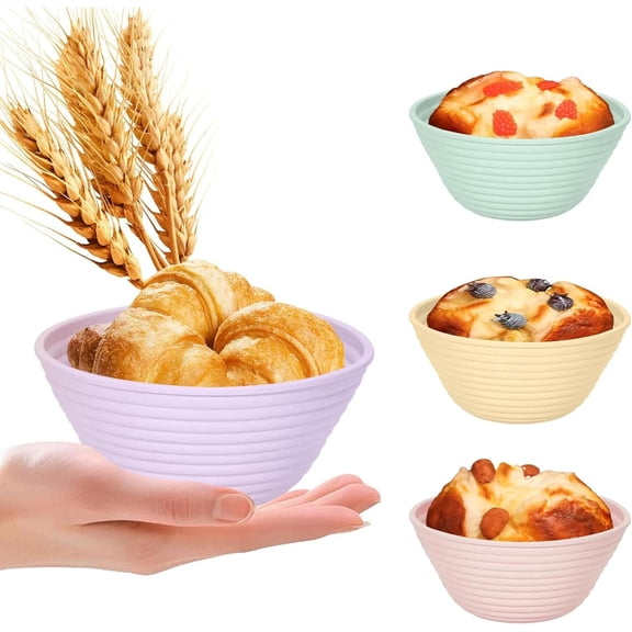 4Pcs Mini Silicone Banneton Bread Proofing Baskets, 5" Sourdough Banneton Proofi