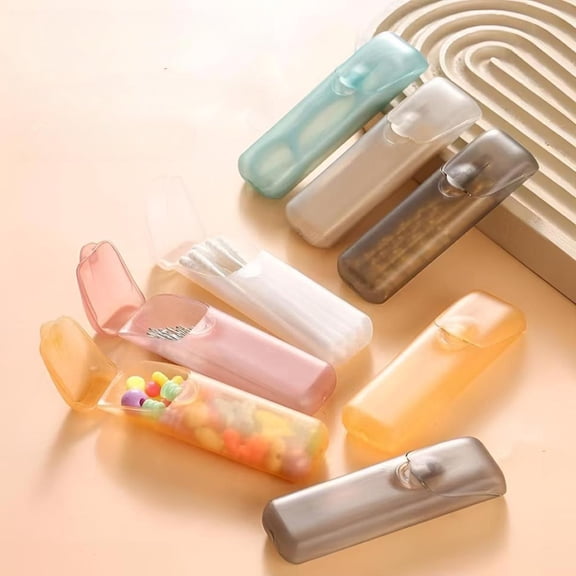 4Pcs Mini Storage Cases With Flip Lid Lightweight Travel Small Container For Toothpicks Cotton Outdoor Camping(Multicolor-8.4X2.5Cm)
