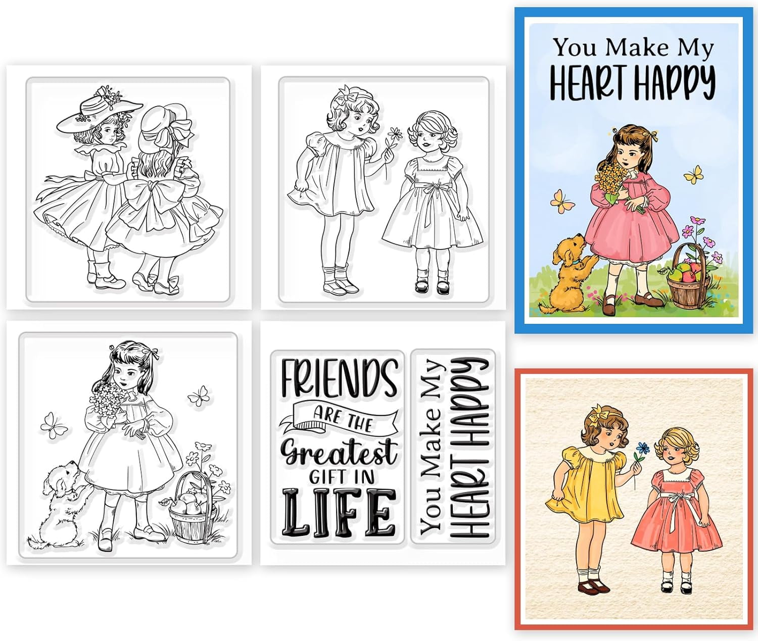 4Pcs Mini Vintage Woman Friendship Clear Stamps for DIY Scrapbooking ...
