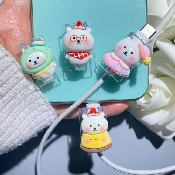 Tianyeda 4Pcs Cute Cartoon Charger Protector For all USB C cables