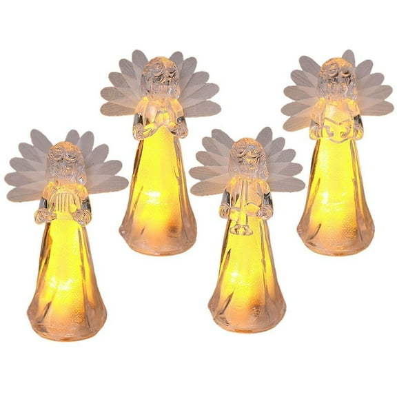 4Pcs Modern Acrylic Angel LED NightLights Color Changing Statues For Desktop Spiritual Decoration