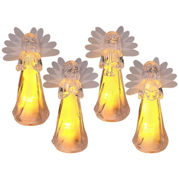 4Pcs Modern Acrylic Angel LED NightLights Color Changing Statues For Desktop Spiritual Decoration