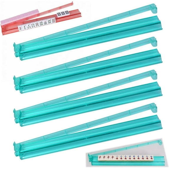 4Pcs Modern Mahjong Rack & Pusher Combo, Mahjong All-in-One Tile Rack & Pusher, Multicolor Acrylic Mahjong Rack & Pusher Combo, Clear Combo Rack (Green)