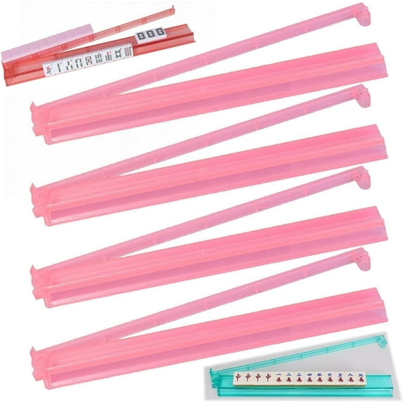 4Pcs Modern Mahjong Rack & Pusher Combo, Mahjong All-in-One Tile Rack & Pusher, Multicolor Acrylic Mahjong Rack & Pusher Combo, Clear Combo Rack (Pink)