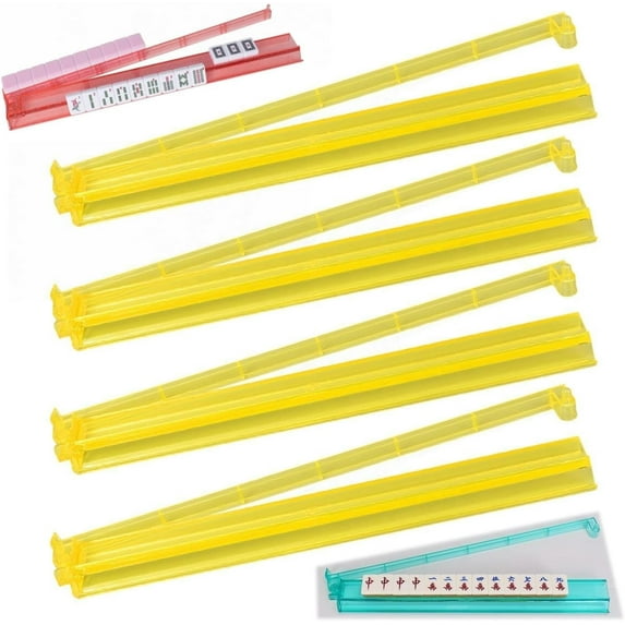 4Pcs Modern Mahjong Rack & Pusher Combo, Mahjong All-in-One Tile Rack & Pusher, Multicolor Acrylic Mahjong Rack & Pusher Combo, Clear Combo Rack (Yellow)