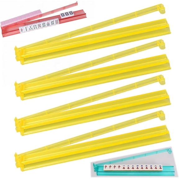 4Pcs Modern Mahjong Rack & Pusher Combo, Mahjong All-in-One Tile Rack & Pusher, Multicolor Acrylic Mahjong Rack & Pusher Combo, Clear Combo Rack (Yellow)