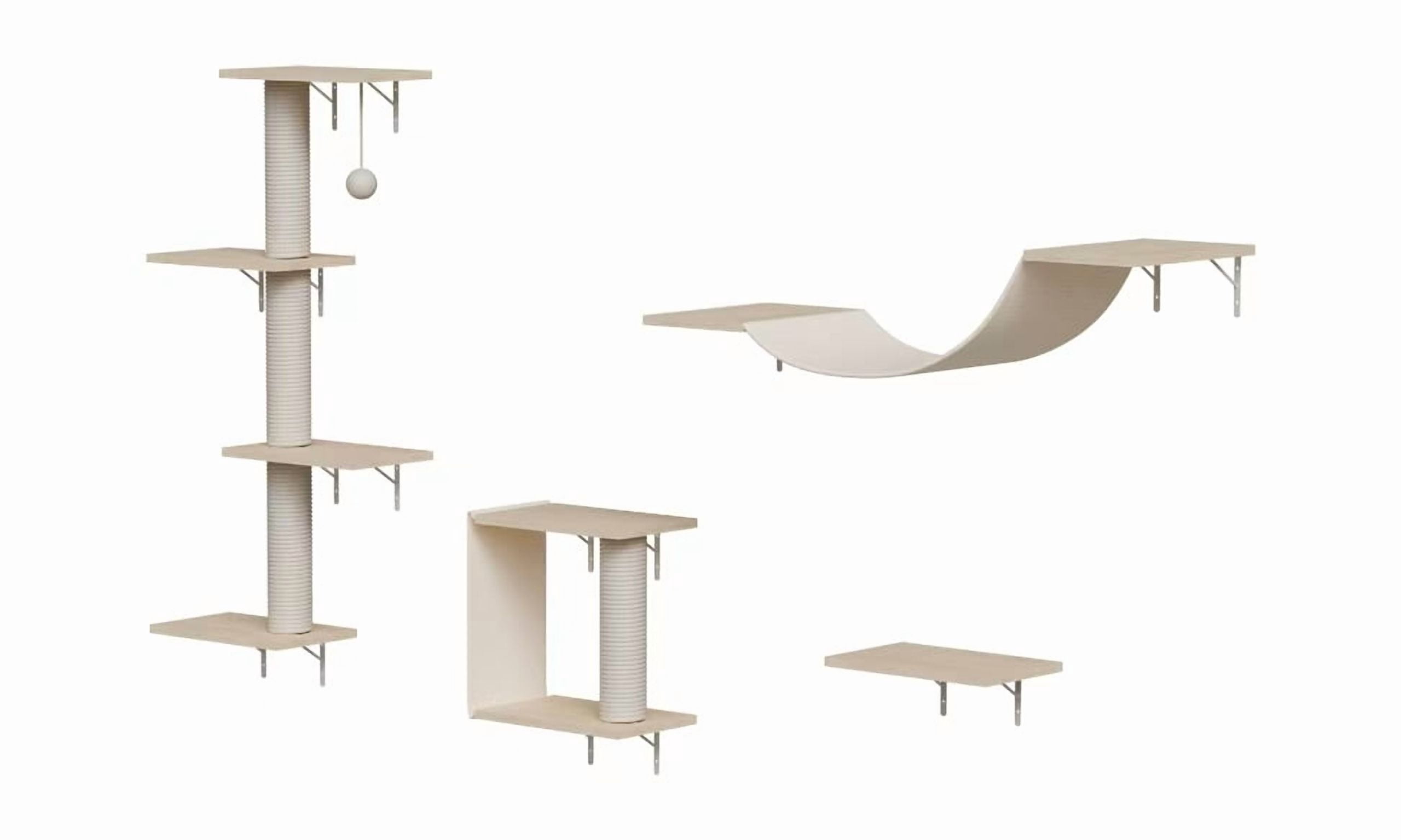 4Pcs Modern Wall-Mounted Cat Furniture