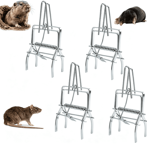 4Pcs Mole Traps,Reusable Easy-Set Mechanical Trap for Lawns,Gardens&Farmland Gopher Trap
