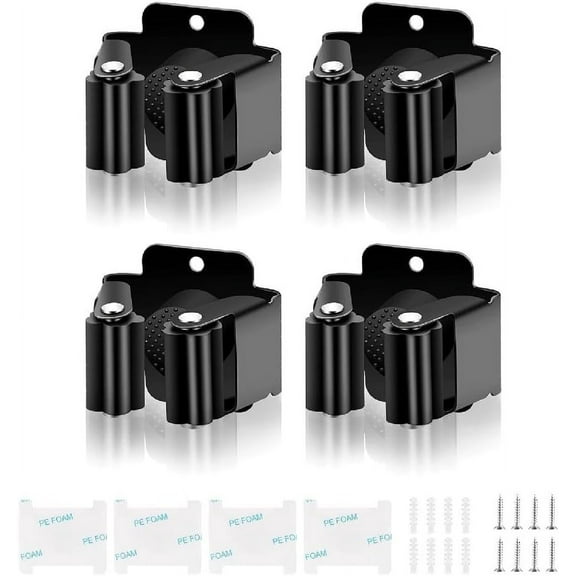 4Pcs Mop Broom Holder Wall Mounted Garden Tool Organizer Rack Heavy Dutys Utility Mop Rack With Screws For Home Bathroom Metal Broom Holder Multifunctional Hook Organization System Space Saving