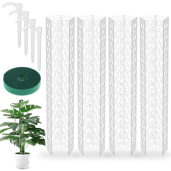 4Pcs Moss Poles with Tie Plastic Plant Pole Stick Plant Support Garden Tools for Garden Backyard Potted Climbing
