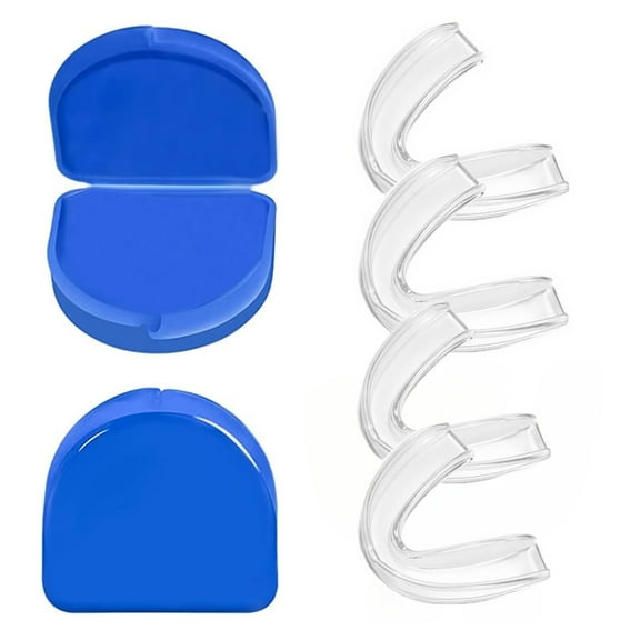 4Pcs Mouth Guard for Teeth Grinding, Bite Guards + Dental Guard Case, Eliminate Clenching Bruxism, Teeth Whitening Tray & Sports, Moldable Bite Guards, 2 Sizes