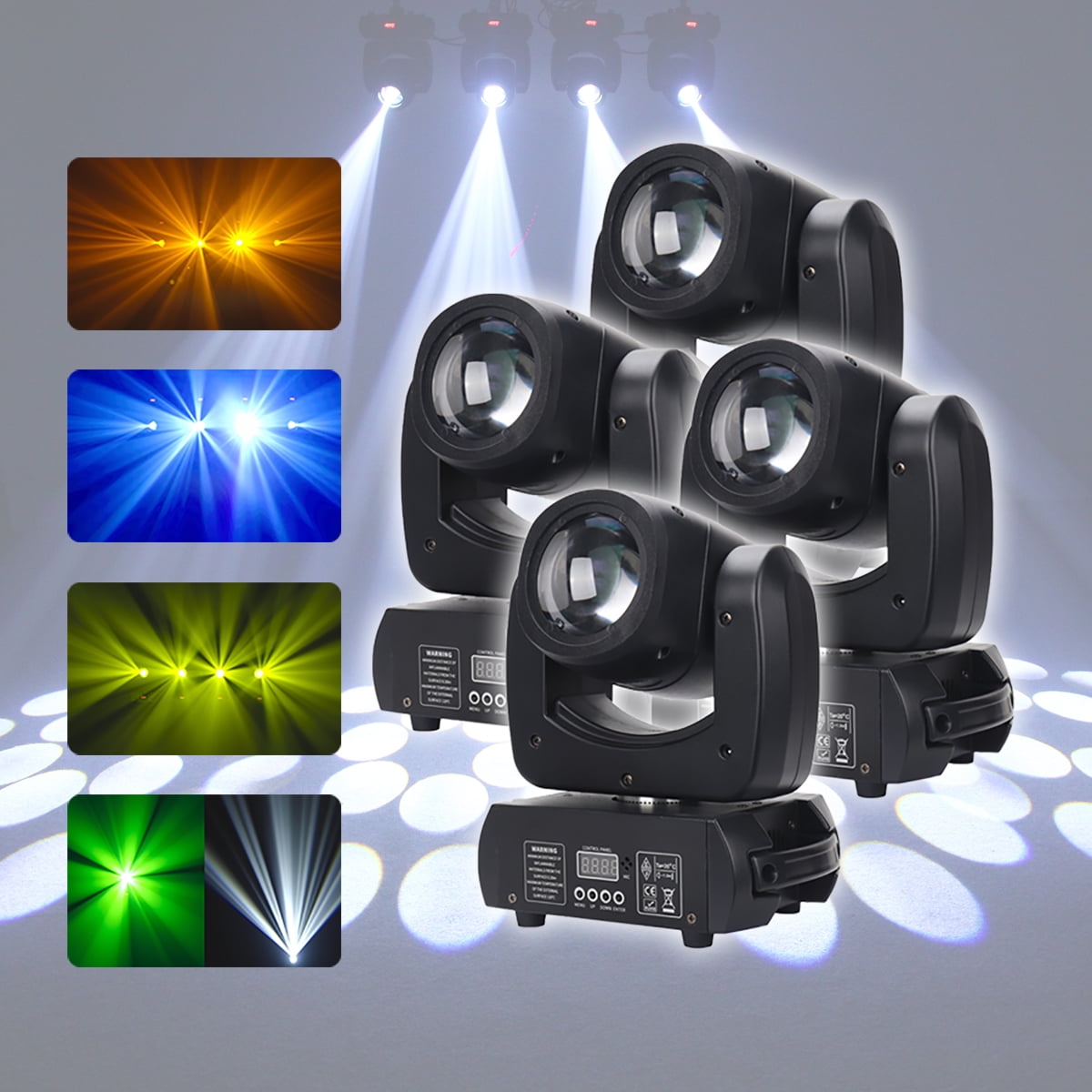 4Pcs Moving Head LED 100W Beam DMX Lights With 8 Colors 8 Gobos Rotating Prism Effect Sound Arrive For DJ Party Club Event