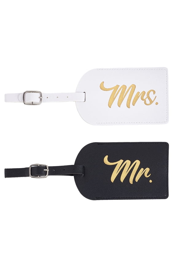 4Pcs Mr and Mrs Luggage Tags 2 Colors Identifiers Privacy Cover ID Label Bride Groom Honeymoon Wedding Tags Travel Gifts for Couples Husband Wife Men Women 205mm DIY