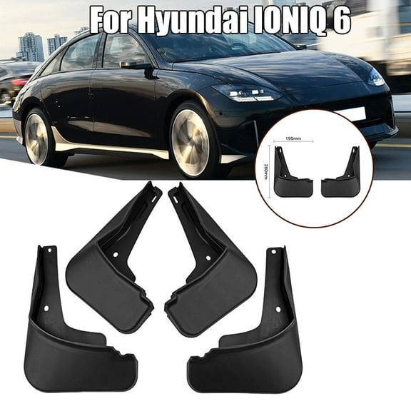 4Pcs Mud Flaps For SPLASH Guards For Hyundai IONIQ 6 2022+ ABS Fender Liners Wear-Resistant Sediment Block Road Debris Protection Quick Installation Fit Front Rear Tire Performance Tested