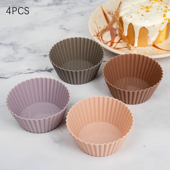 (4Pcs) Muffin Silicone Cup Liners Cupcake Mold High Temperature Resistant Reusable Baking Wedding Birthday Party Decorations
