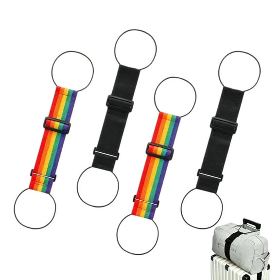 4Pcs Multi Use Strong Adjustable Luggage Connector Straps, Colorful Luggage Strap Belts for Suitcases, Flexible Elastic Fastening Belt for Travel Suitcase(2 Rainbow 2 Black)