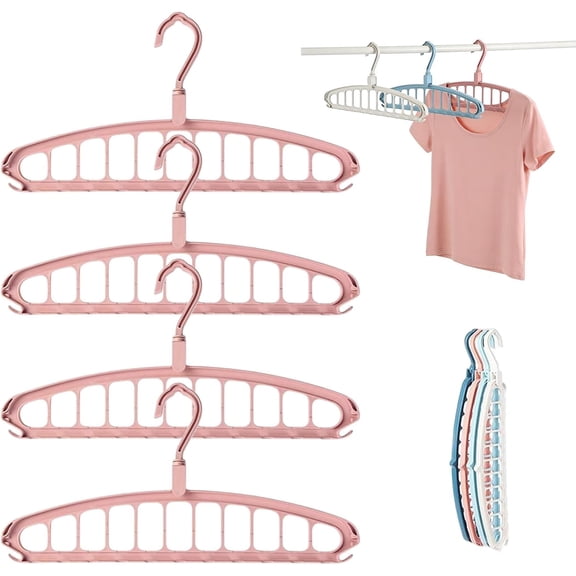 4Pcs Multifunctional Foldable Clothes Hanger with 11-Hole, 2026 New Upgraded Wardrobe Organizer Hangers with 360° Rotation Hooks, for Shirts Coats, Space Saving