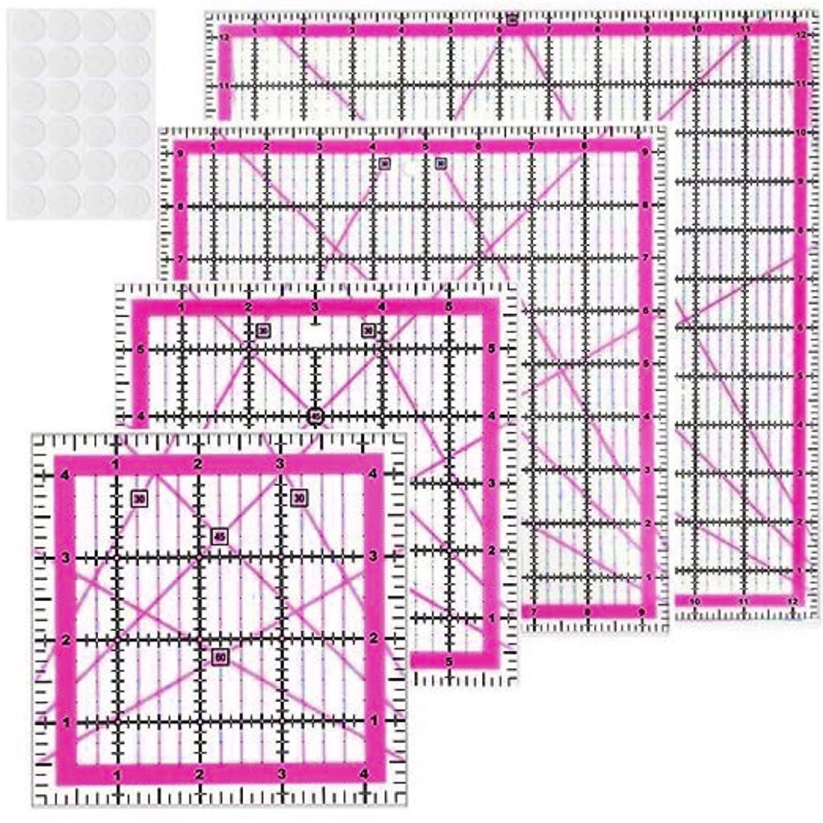 4Pcs Multifunctional Quilting Ruler Templates Clear Acrylic Sewing ...