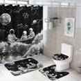 thumbnail image 1 of 4Pcs Mystical Space Shower Curtain Set with Rugs, Toilet Lid Cover and Bath Mat, Ocean Ship Astronaut Abstract Fantasy Bathroom Curtains Decor Shower Curtains, 72" x 72", 1 of 8