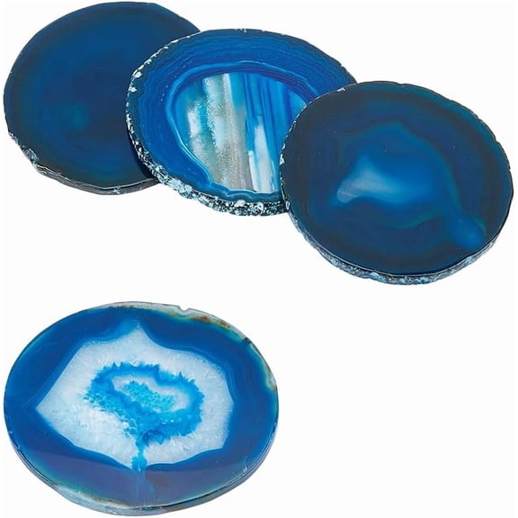 4Pcs Natural Agate Coasters Stone Coasters Drinkware Bar Coasters Stone Cup Mat for Table Protection Home Decor Housewarming Gift