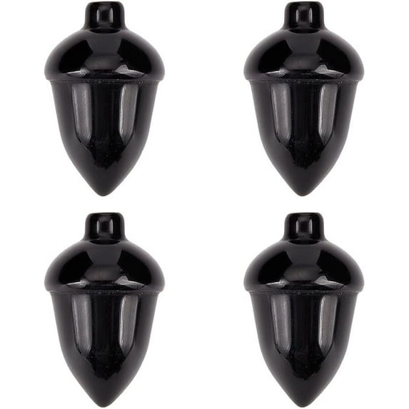 4Pcs Natural Black Obsidian Beads No Hole/Undrilled for Wire Wrapped Pendant Making Filbert 27.5~30x18~19.5mm