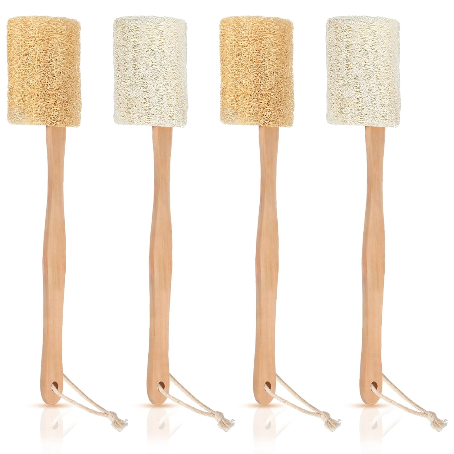 4Pcs Natural Exfoliating Loofah Bath Back Brush Loofah Back Scrubber ...