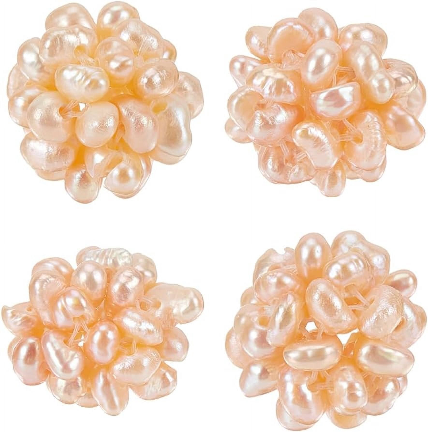 4Pcs Natural Freshwater Pearl Cluster Craft Pearls Beads Ball Cluster 12mm Pearl Beads for Jewelry Making Necklace Pendant Earrings Making Hole: 1.5mm Colorful
