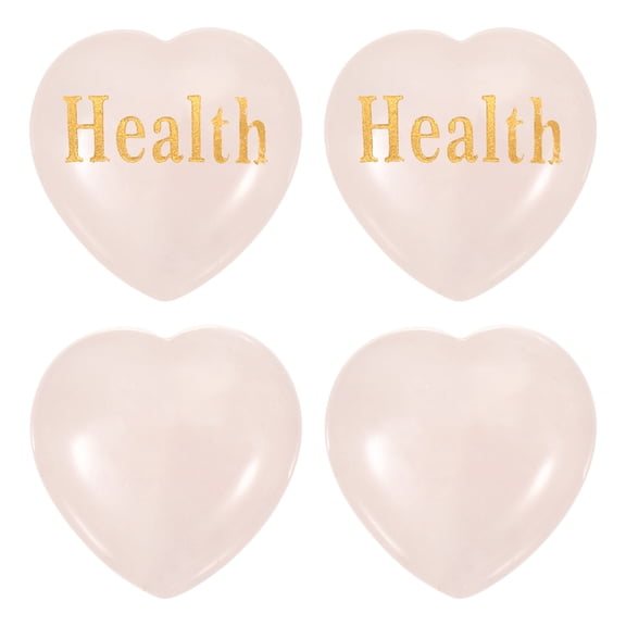 4Pcs Natural Heart Shaped Crystal Stone, 1.2" Love Worry Stone with Inspirational Words, Pocket Rock Anxiety Crystals for Women Stress Gifts Meditation, Pink(Health)