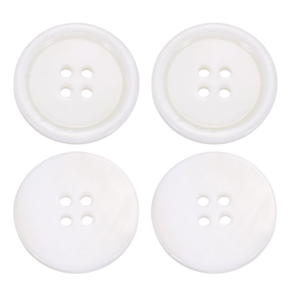 4Pcs Natural Shell Buttons,25mm 4 Holes Pearl Button,Glossy white
