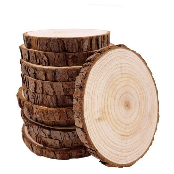 4Pcs Natural with Tree Bark Wood Slices Disc Coasters Wood Coaster Pieces Craft Wood kit Circles Crafts Christmas Ornaments DIY Crafts with Bark for Crafts Rustic Wedding