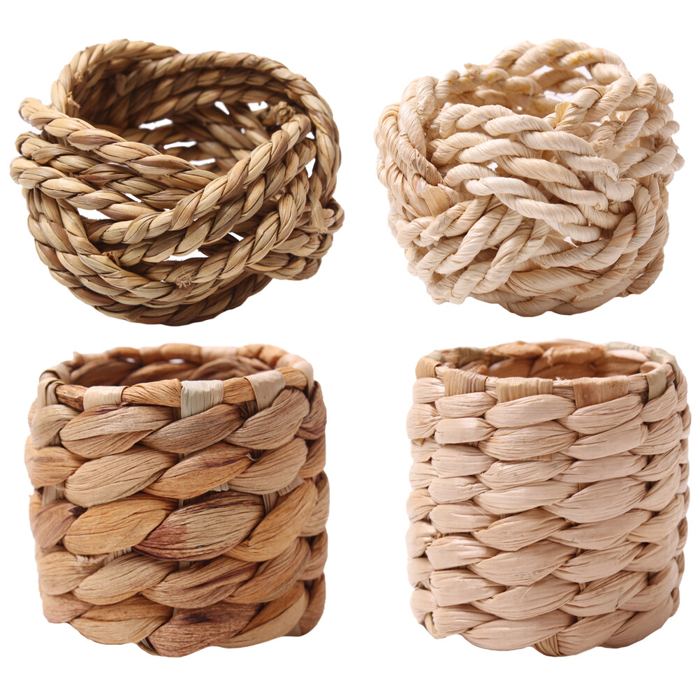 4Pcs Natural Woven Napkin Rings Napkin Holders Weaving Craft Napkin