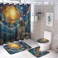 4Pcs Nature Sunset Bald Eagle Shower Curtain Sets with Rugs, Toilet Lid