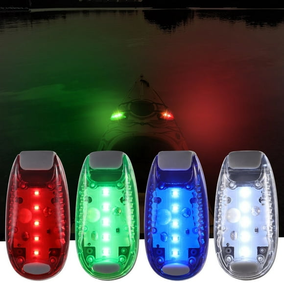 4Pcs Navigation Lights for Boats Kayak, LED Safety Lights with Flashing Blinking Modes, Assembly Free Kit for Boat Bow, Yacht, Bike Tail(Red&Green&White&Blue)